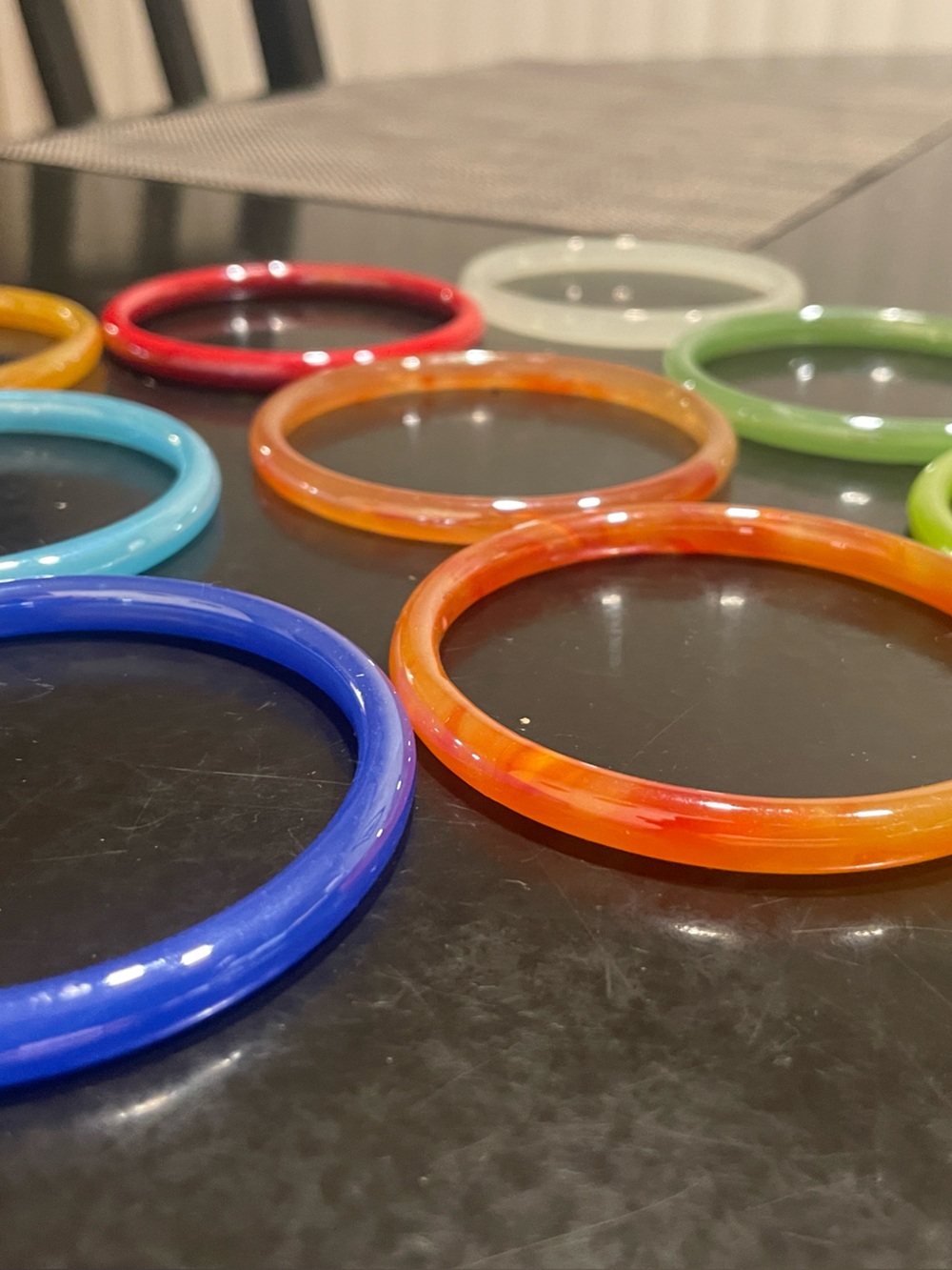 Colorful Glass Ring Coaster Set — Multi-Color Decorative Circles